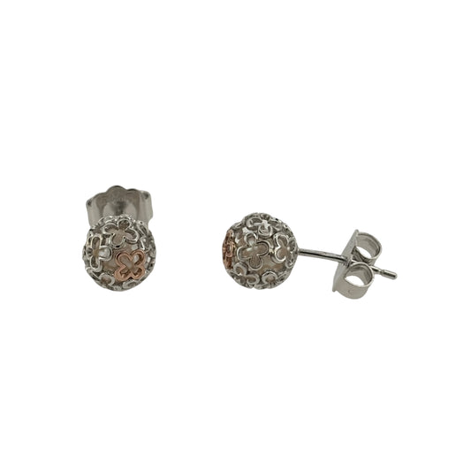 925 Silver & Pearl Clogau Filigree Style Ball Stud Earrings