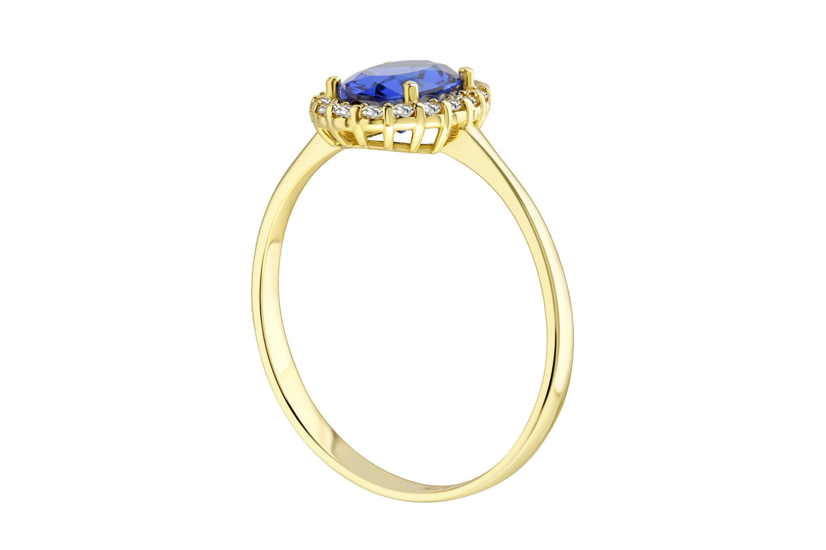 9ct Gold Sapphire & Cubic Zirconia Cluster Ring