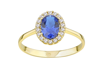 9ct Gold Sapphire & Cubic Zirconia Cluster Ring