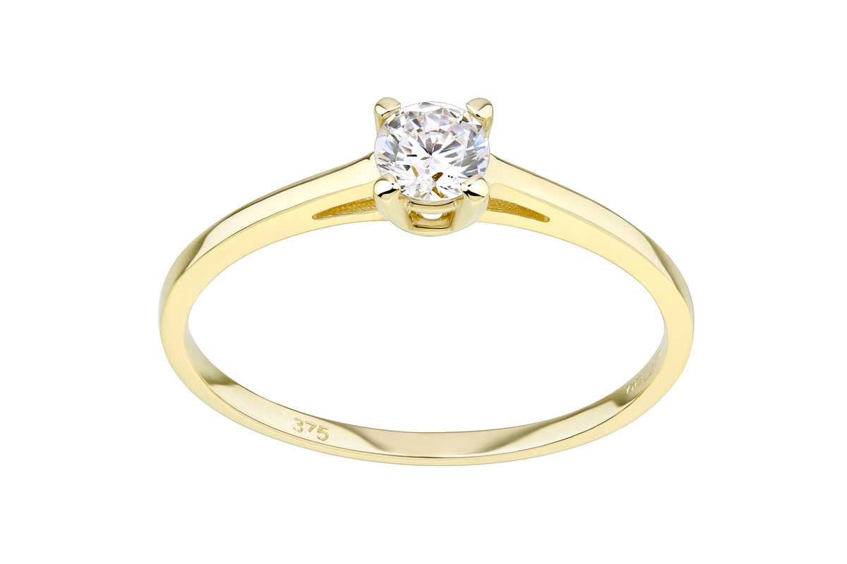 9ct Gold & Cubic Zirconia Solitaire Ring