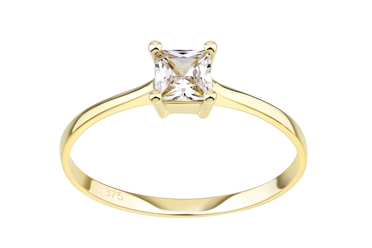 9ct Gold & Cubic Zirconia Solitaire Ring