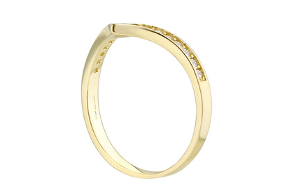 9ct Gold & Cubic Zirconia Wishbone Ring