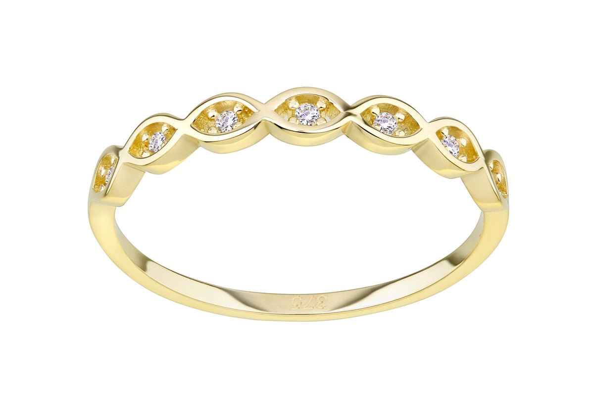 9ct Gold & Cubic Zirconia Infinity Band Ring