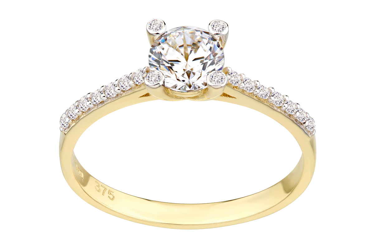 9ct Gold & Cubic Zirconia Solitaire Ring