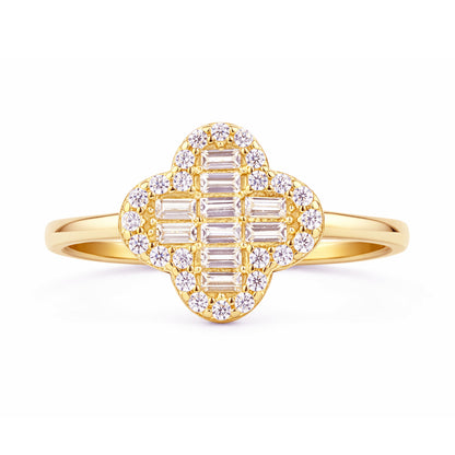 9ct Gold & Cubic Zirconia Cluster Flower Ring