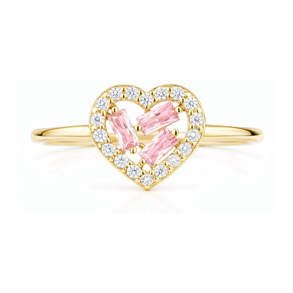 9ct Gold & Cubic Zirconia Cluster Heart Ring