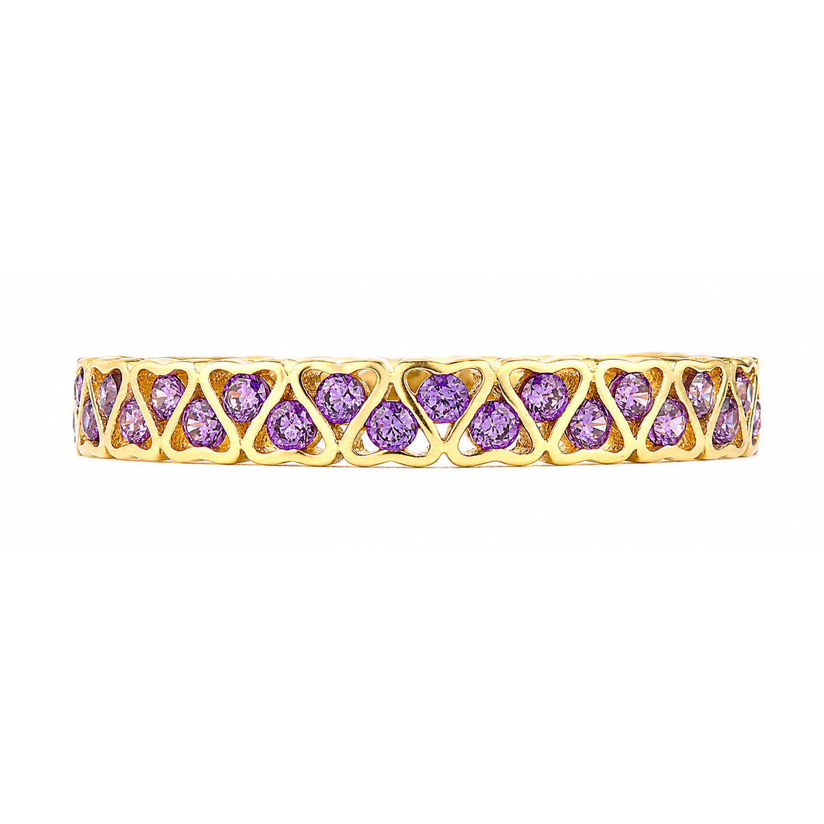 9ct Gold & Amethyst Heart Band Ring