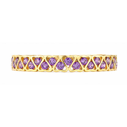 9ct Gold & Amethyst Heart Band Ring