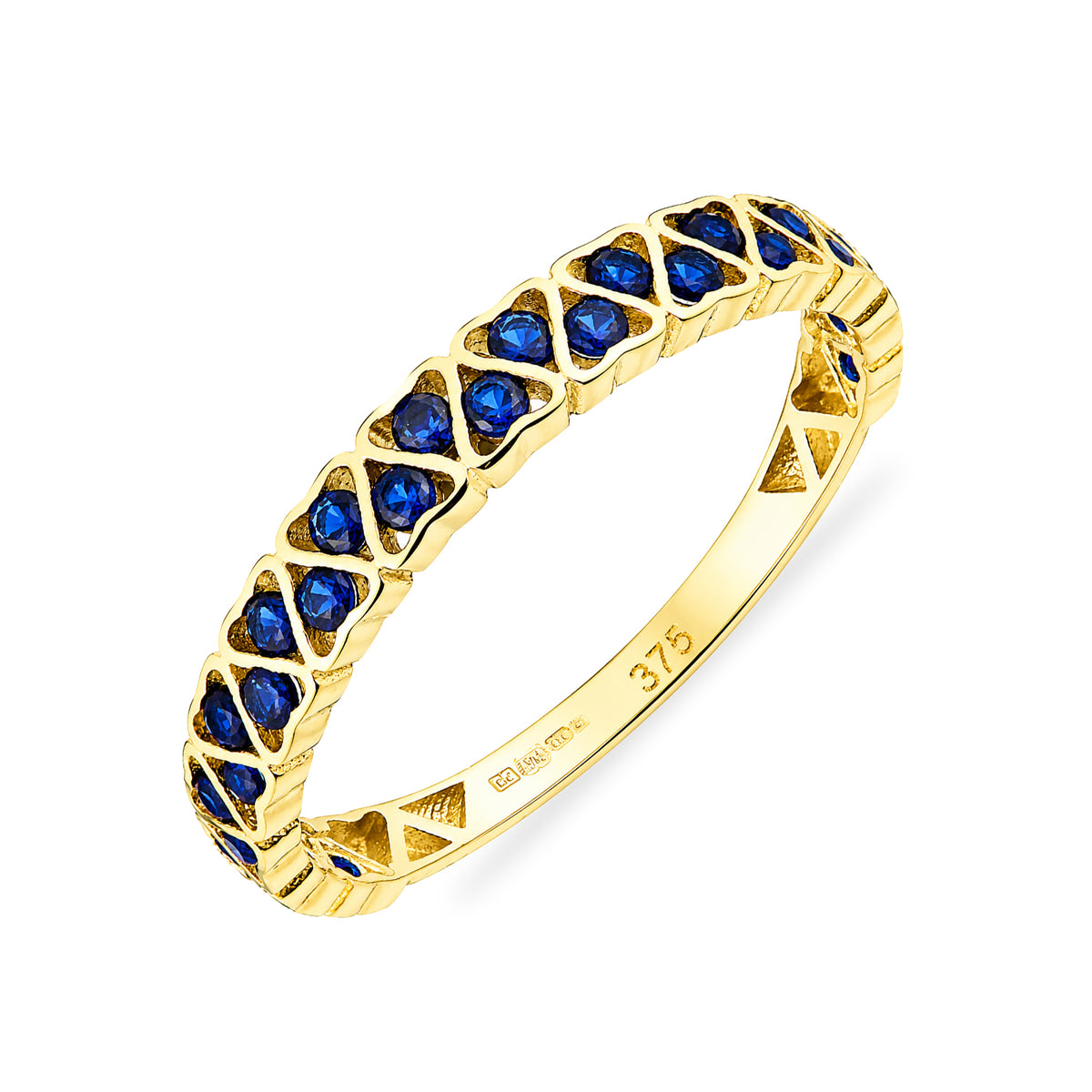 9ct Gold & Sapphire Heart Band Ring