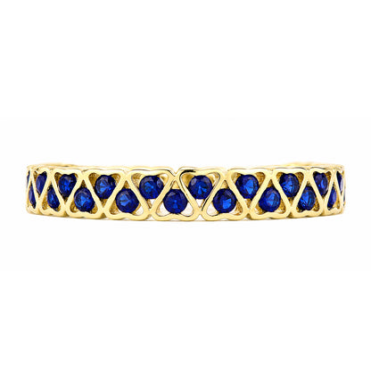 9ct Gold & Sapphire Heart Band Ring