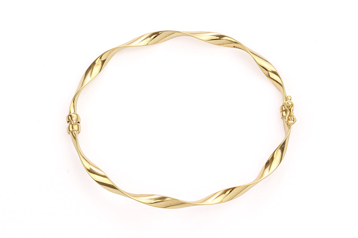 9ct Gold Twisted Hinged Bangle