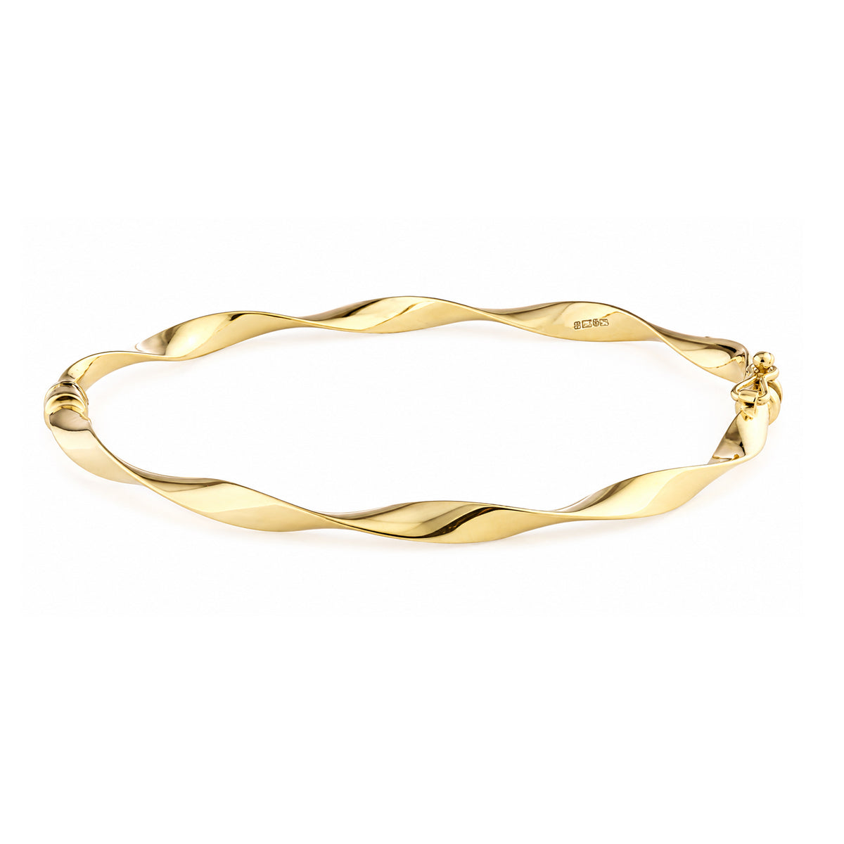 9ct Gold Twisted Hinged Bangle