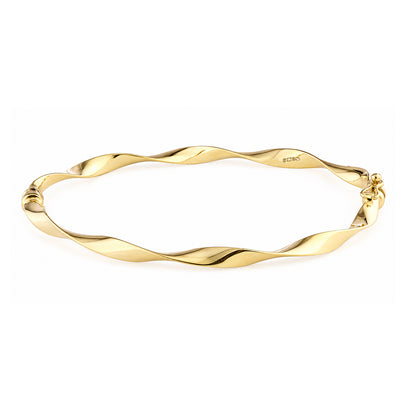 9ct Gold Twisted Hinged Bangle