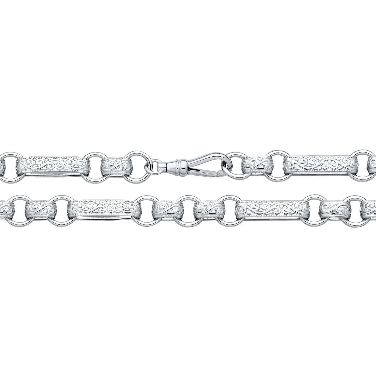 925 Silver 9" Patterned Oblong Belcher Bracelet