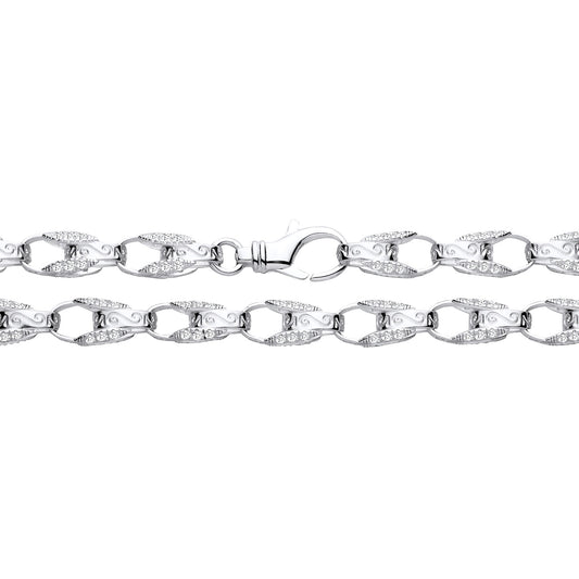 925 Silver & Cubic Zirconia Set 26" Tulip Chain