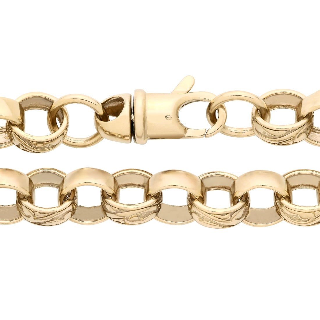 925 Silver Gold Plated 9" Patterned Belcher Bracelet