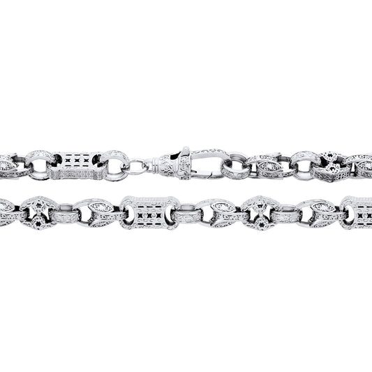 925 Silver 9" Tulip & Star and Bar Bracelet