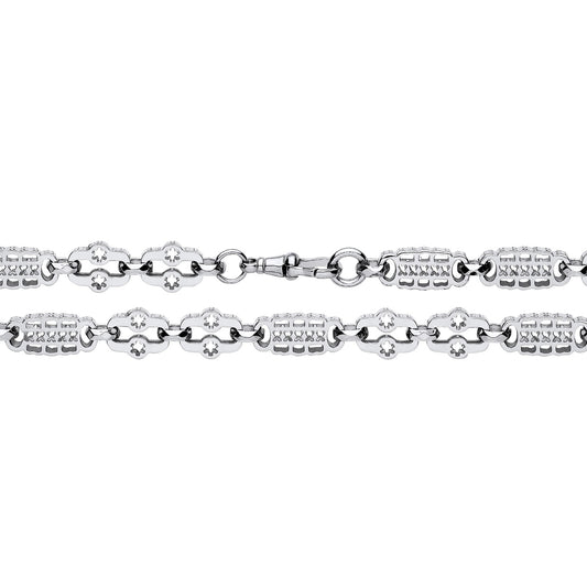 925 Silver 9" Star and Bar Bracelet