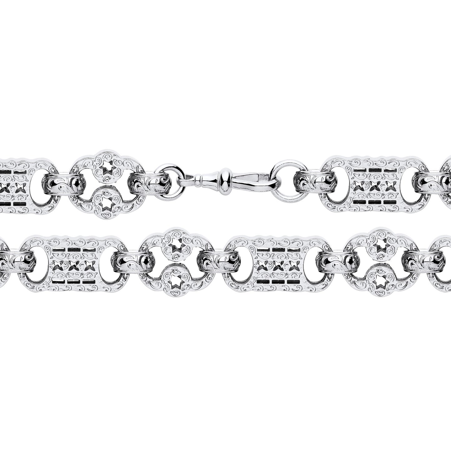 925 Silver 9" Star and Bar Bracelet