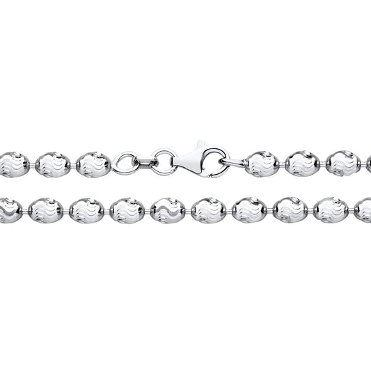 925 Silver 7" Diamond Cut Beaded Bracelet
