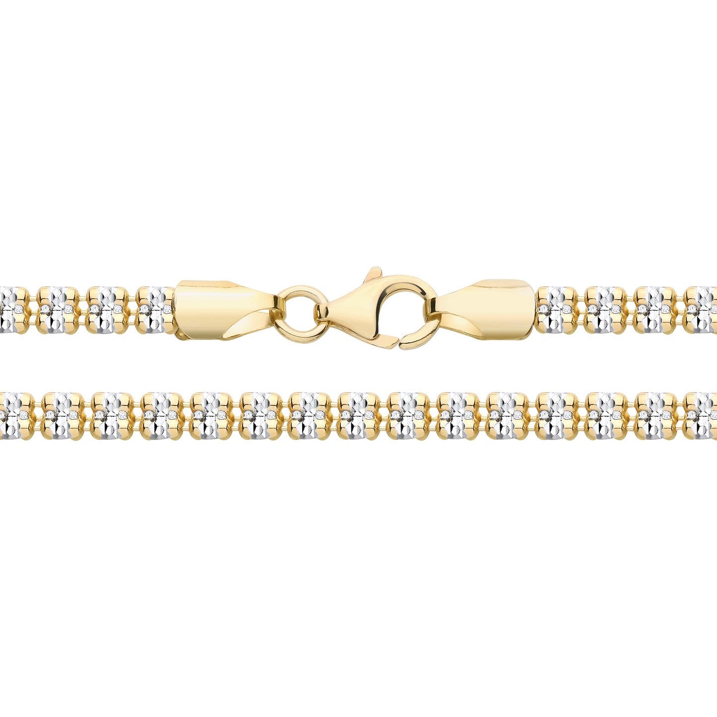 925 Silver Gold Plated 7" Triangle Link Bracelet