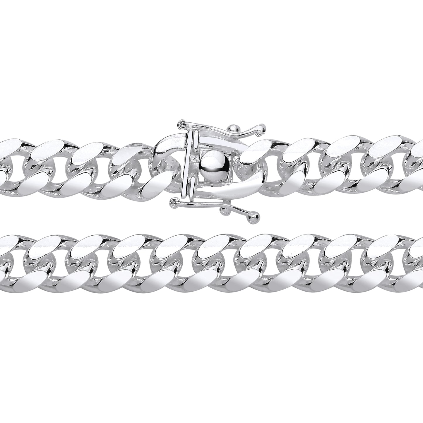 925 Silver 9" Cuban Box Clasp Bracelet