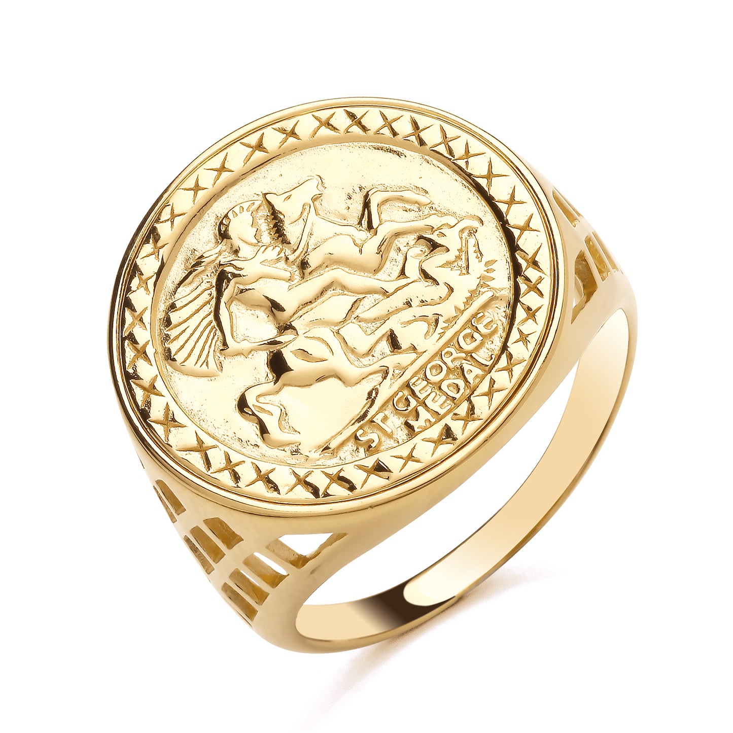 925 Silver Gold Plated George and the Dragon Ring