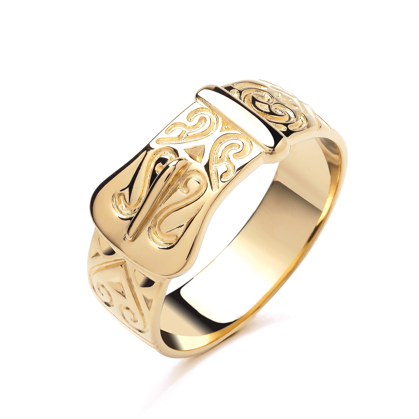 925 Silver Gold Plated Buckle Ring
