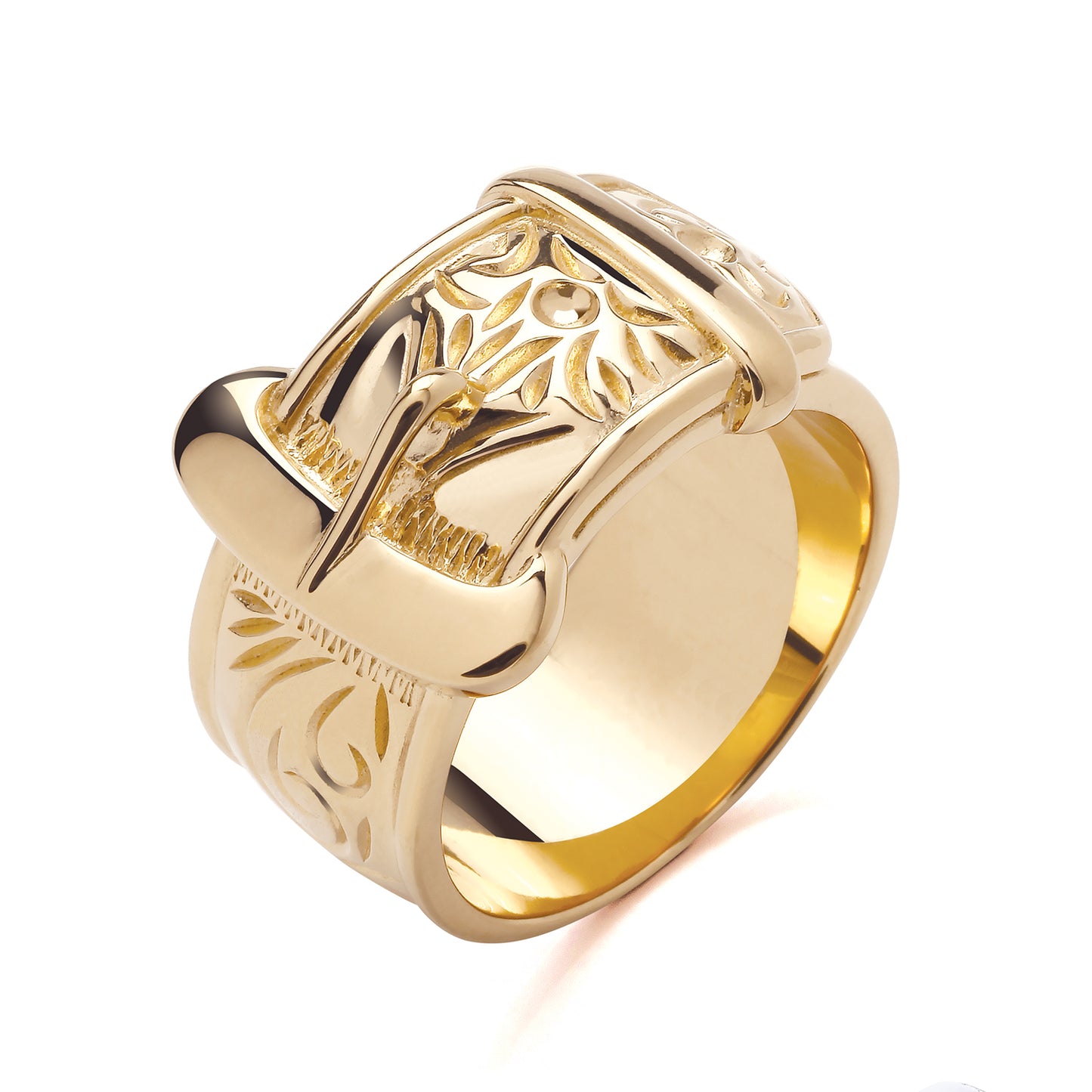 925 Silver Gold Plated Buckle Ring