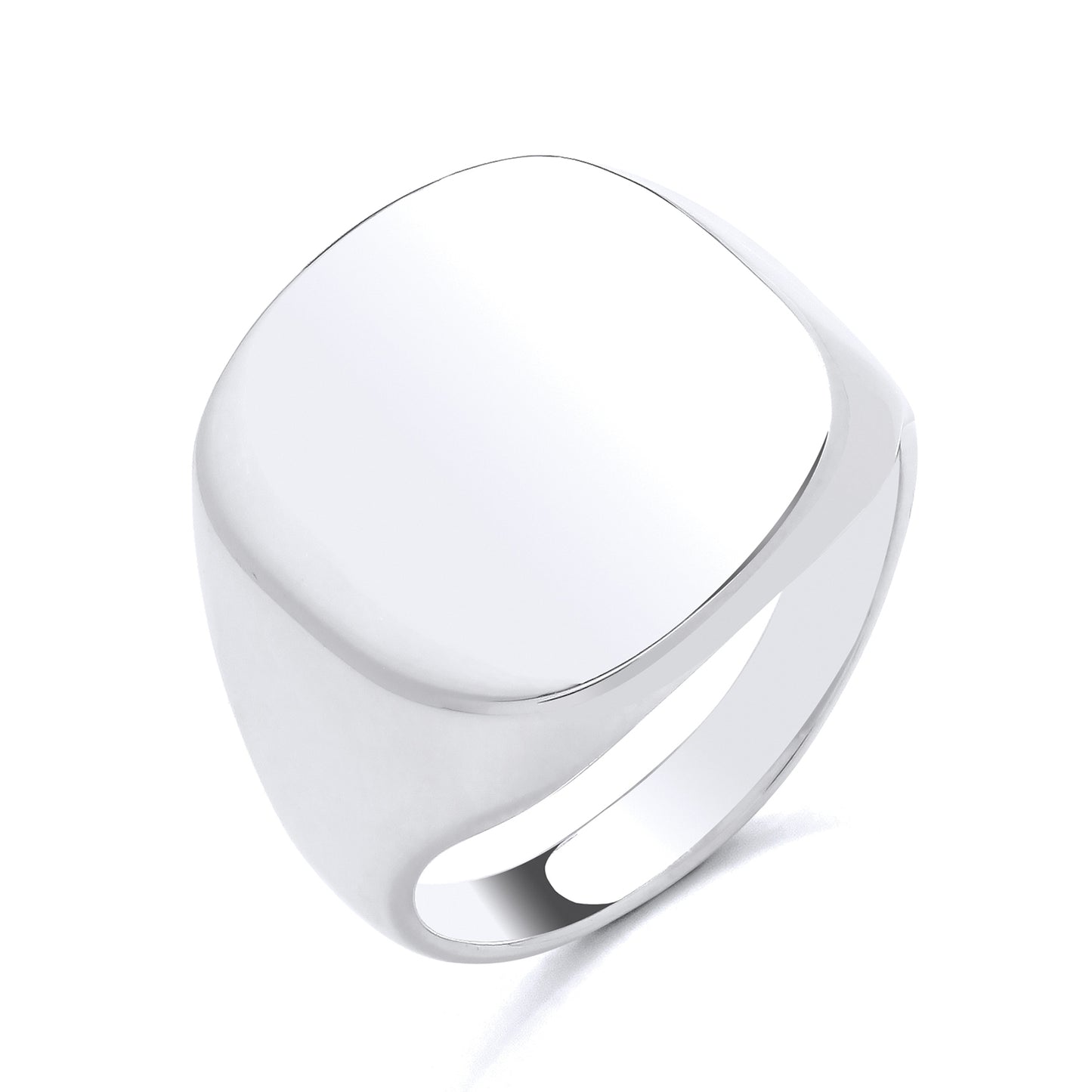 925 Silver Large Plain Cushion Signet Ring