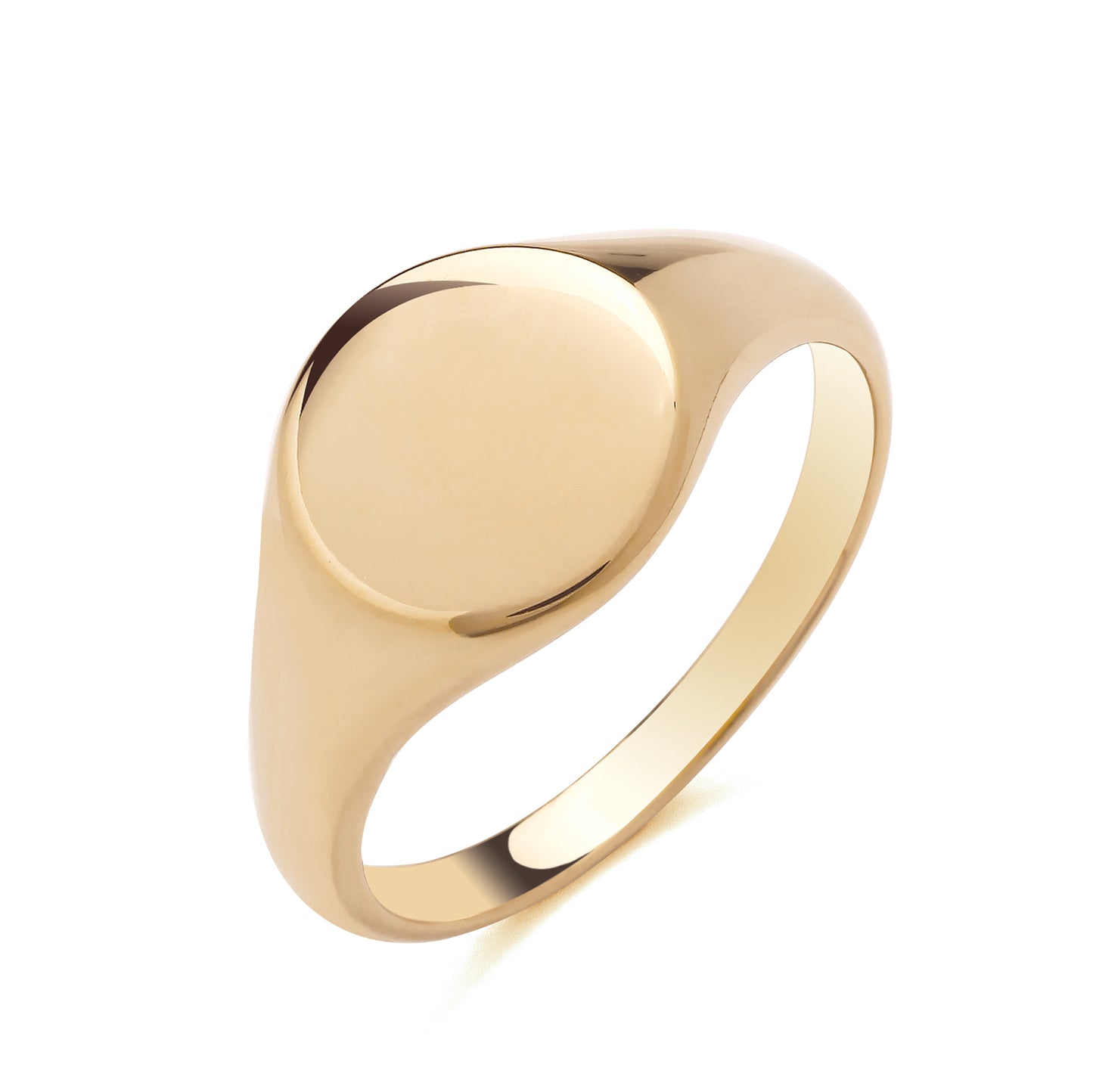 925 Silver Gold Plated Plain Round Signet Ring