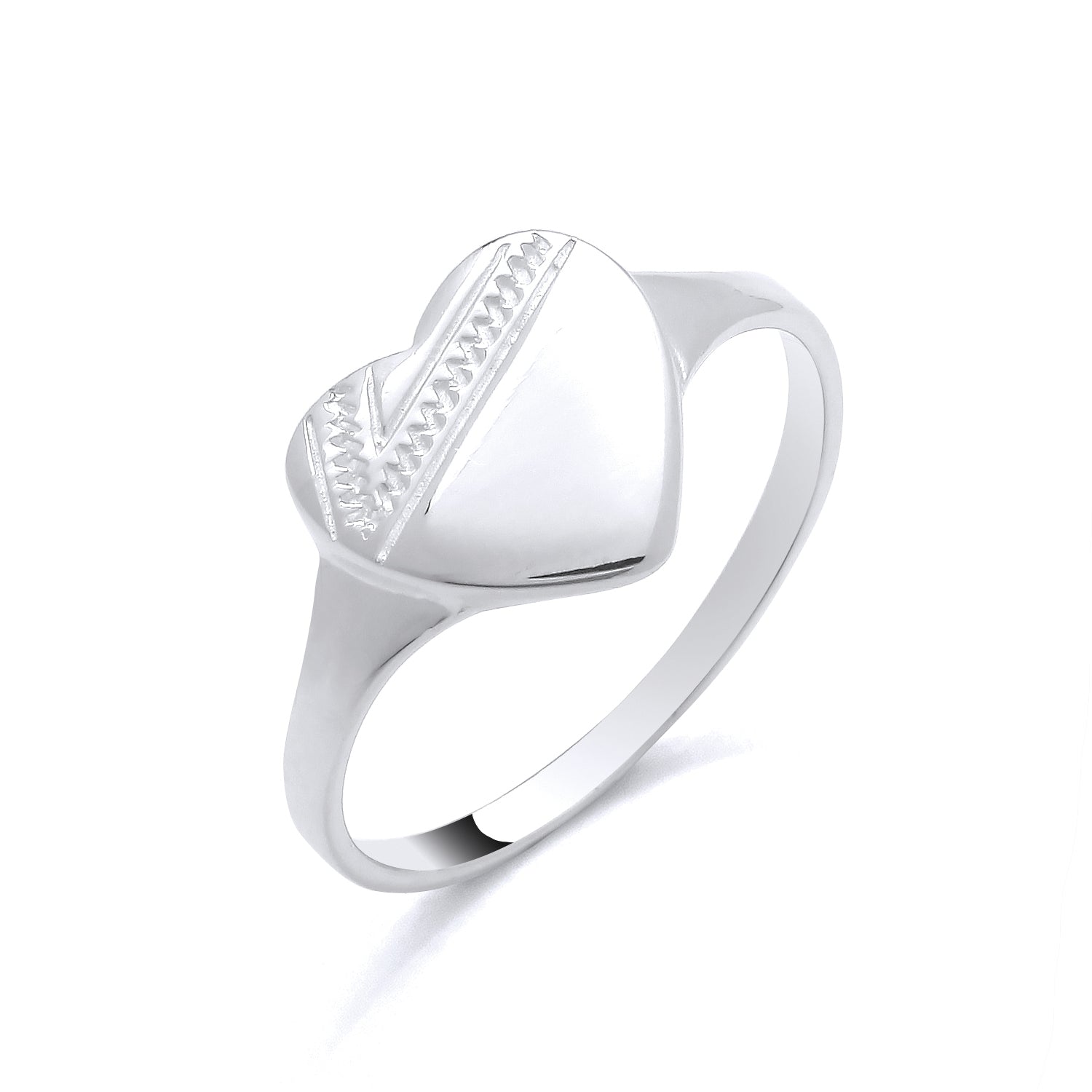 925 Silver Patterned Heart Signet Ring