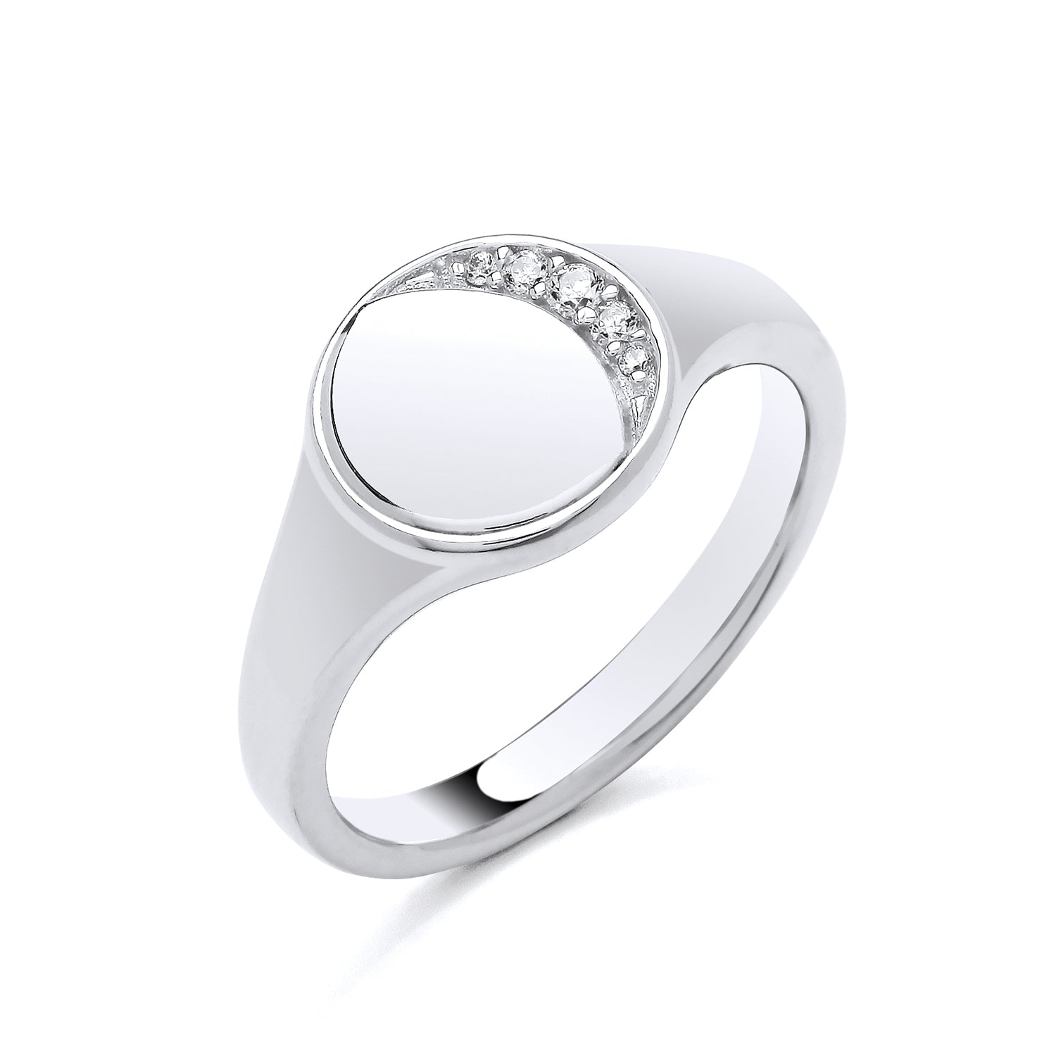 New 925 Silver &amp; Cubic Zirconia Set Round Signet Ring in various sizes with the weight 5.90 grams.&nbsp;Ring Face 11mm Diameter