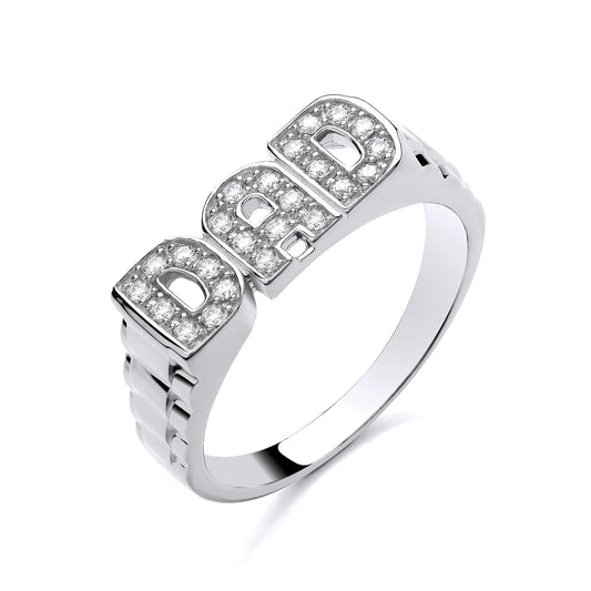 925 Silver & Cubic Zirconia Set Dad Ring