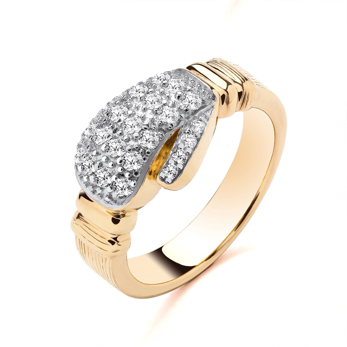 925 Silver Gold Plated & Cubic Zirconia Set Boxing Glove Ring