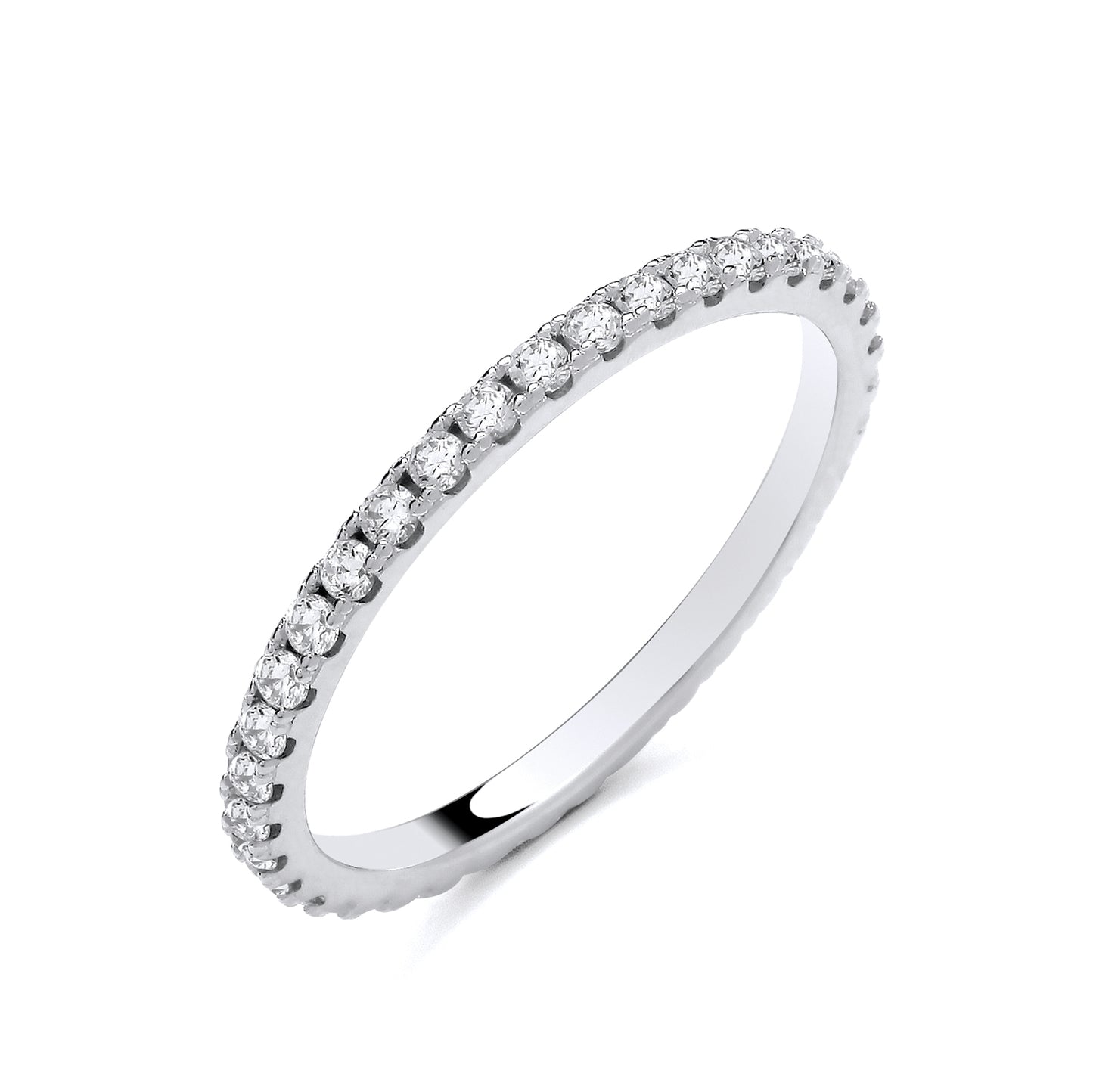New 925 Silver &amp; Cubic Zirconia Set Full Eternity Band Ring in various sizes with the weight 1.30 grams. &nbsp;Ring face 1.75mm Width