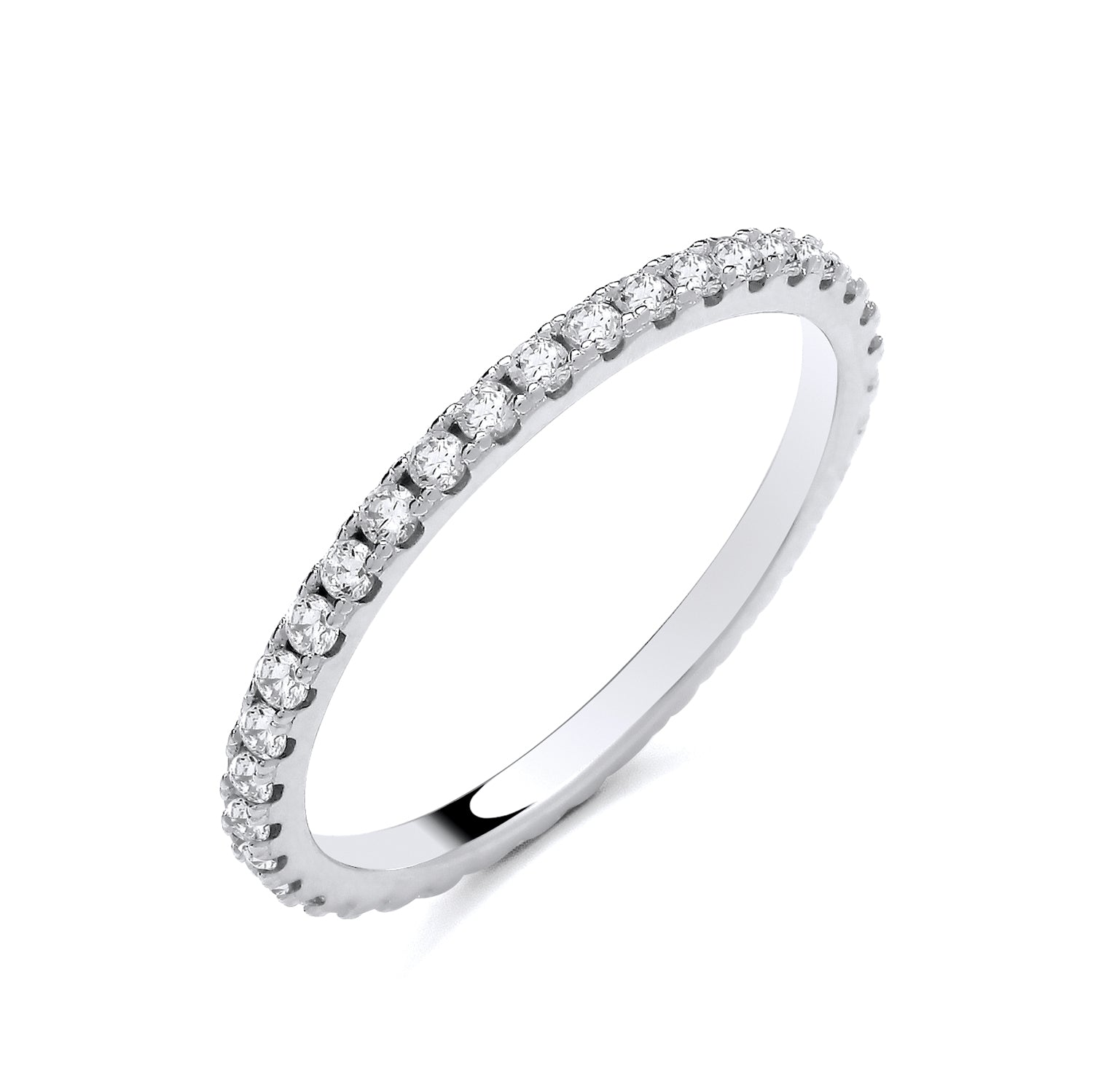 New 925 Silver &amp; Cubic Zirconia Set Full Eternity Band Ring in various sizes with the weight 1.30 grams. &nbsp;Ring face 1.75mm Width