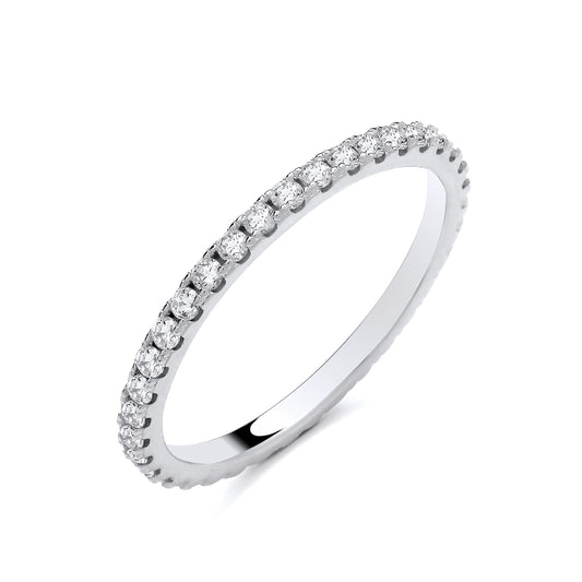 New 925 Silver &amp; Cubic Zirconia Set Full Eternity Band Ring in various sizes with the weight 1.30 grams. &nbsp;Ring face 1.75mm Width