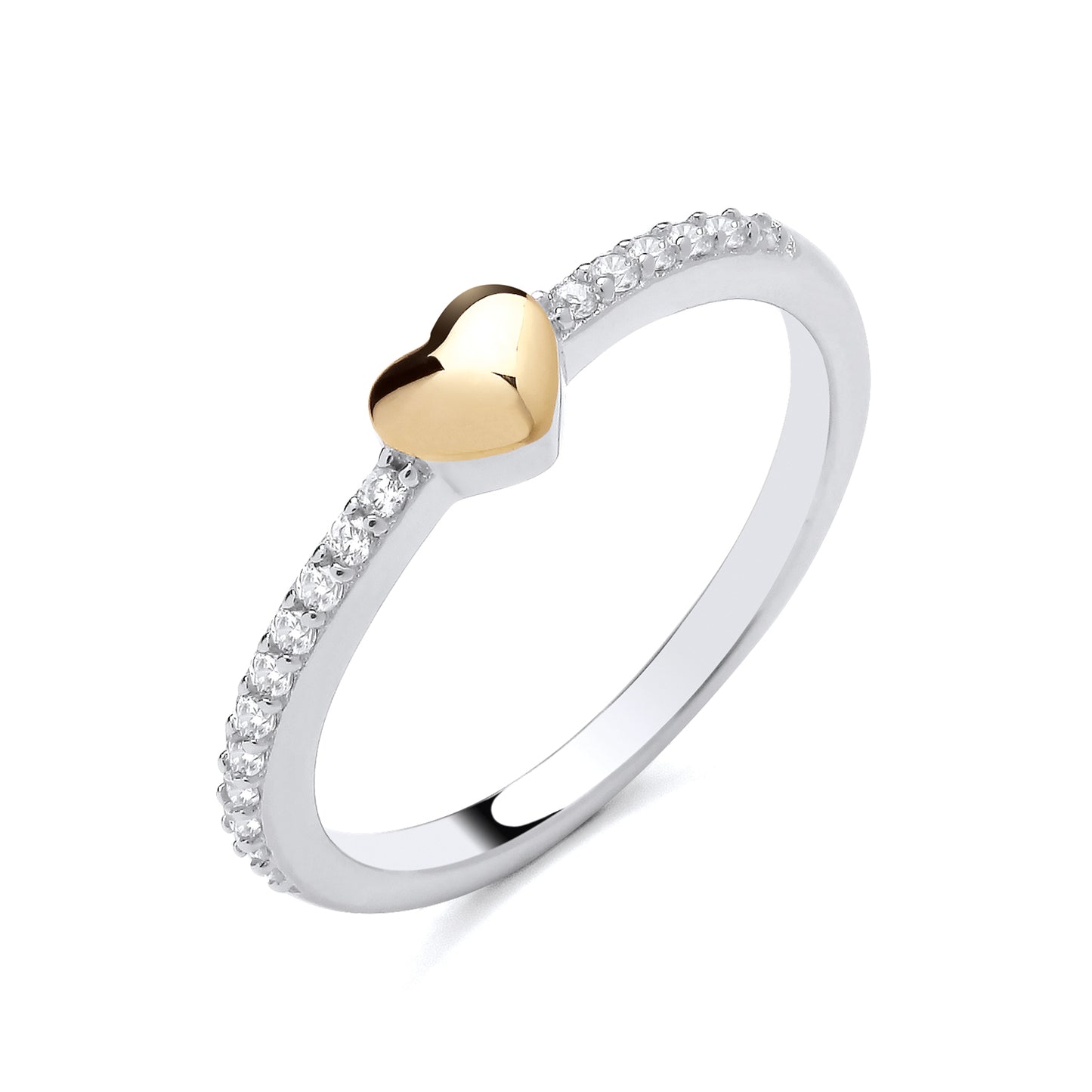 New 925 Silver &amp; Cubic Zirconia Yellow Gold Plated Claddagh Ring available in various sizes