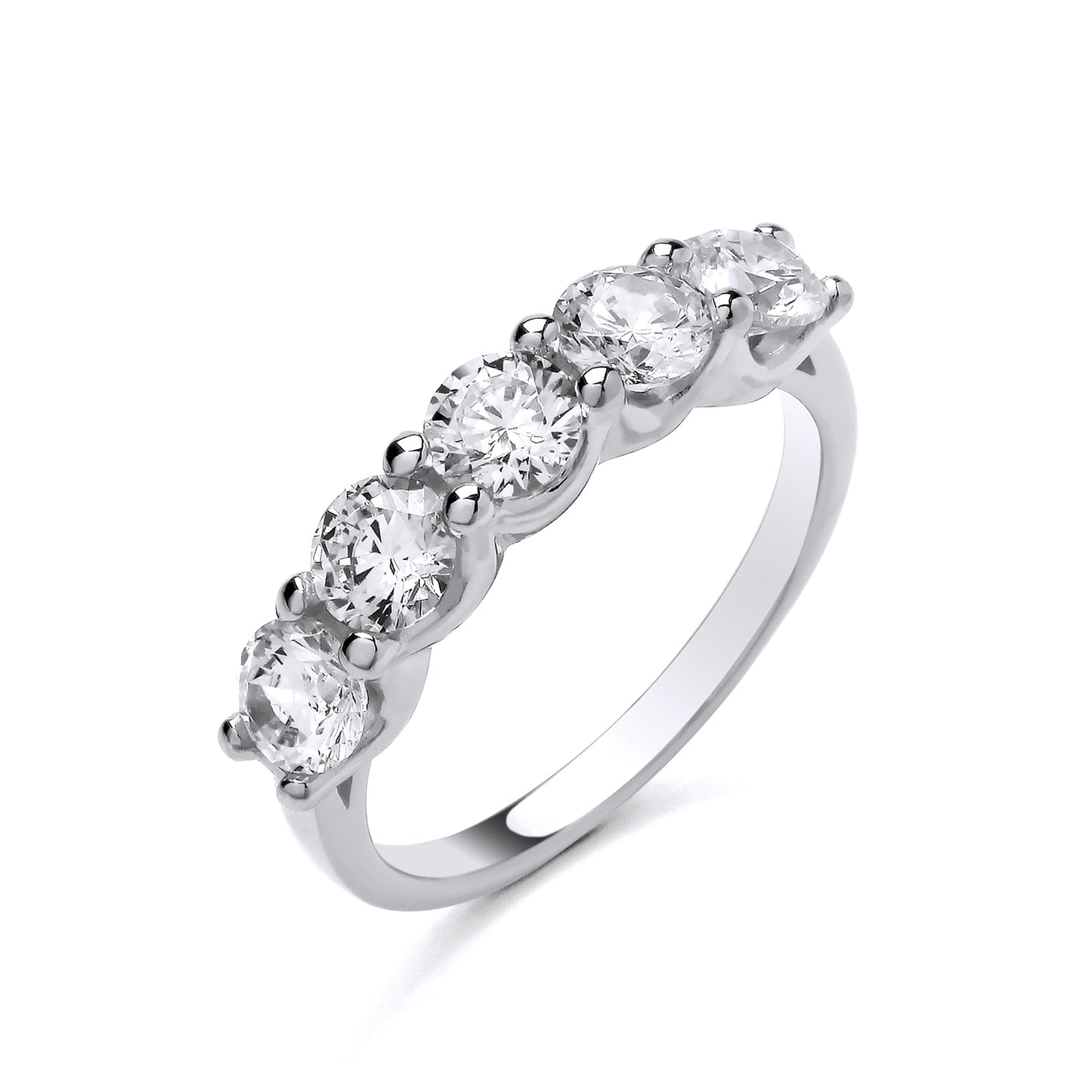 925 Silver & Cubic Zirconia Set Five Stone Band Ring