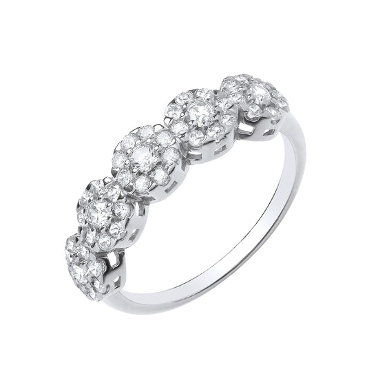 925 Silver & Cubic Zirconia Set Cluster Band Ring