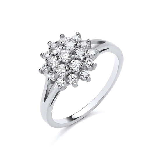 925 Silver & Cubic Zirconia Set Cluster Ring