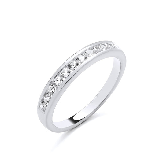 New 925 Silver &amp; Cubic Zirconia Channel Set Band Ring in various sizes with the weight 2.40 grams. Ring Face 3.3mm Width