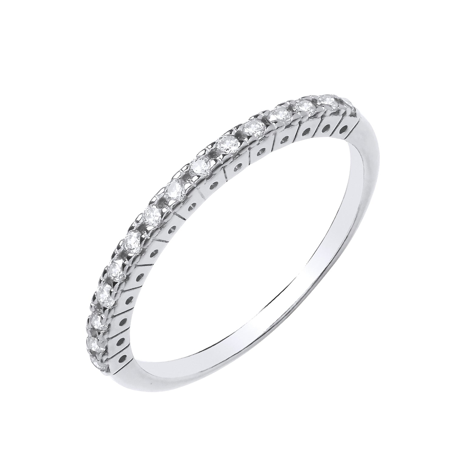 New 925 Silver &amp; Cubic Zirconia Set Half Eternity Band Ring in various sizes with the weight 1.60 grams. Ring Face 1.8mm Width
