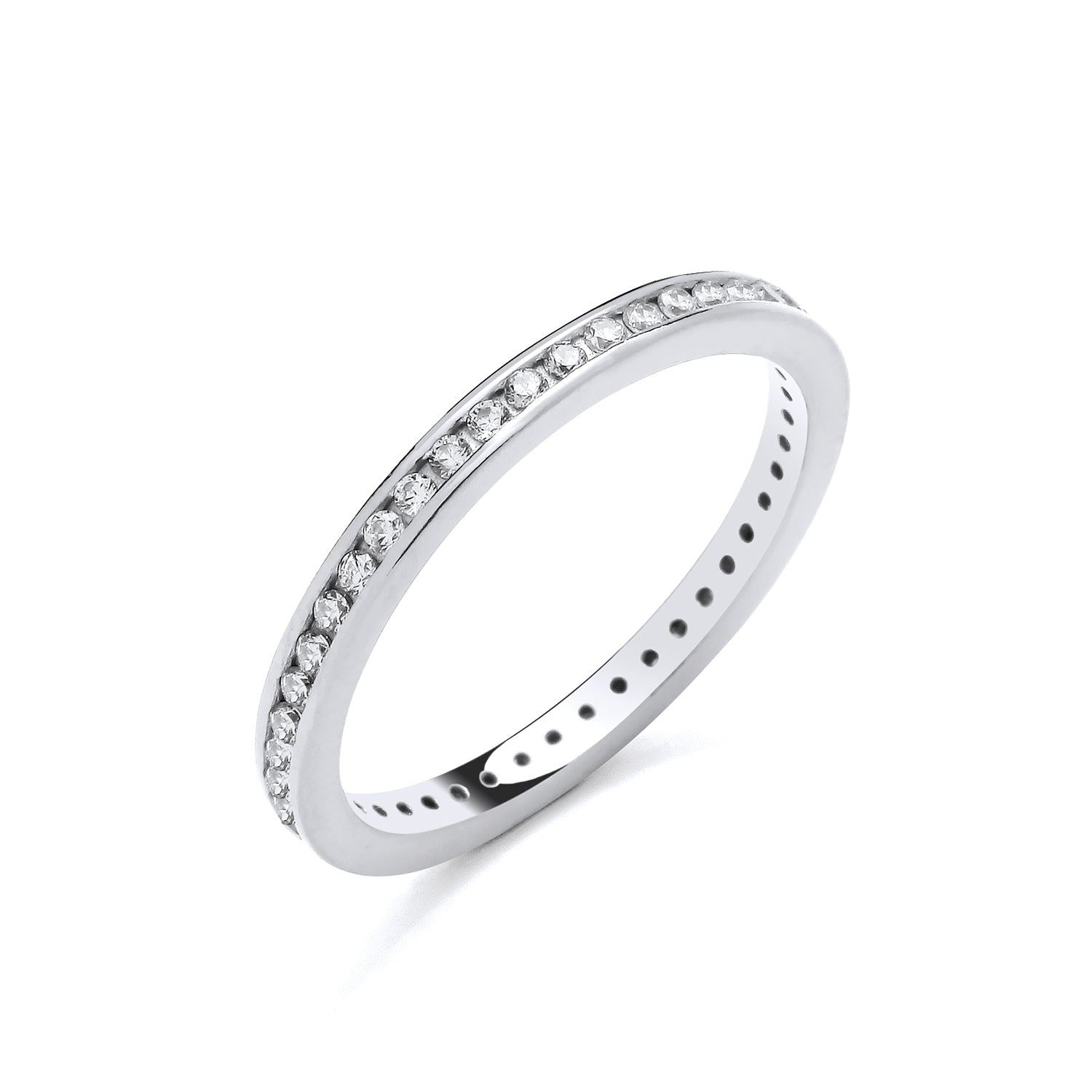 New 925 Silver &amp; Cubic Zirconia Set Full Eternity Band Ring in various sizes with the weight 1.80 grams. Band Width 2.3mm