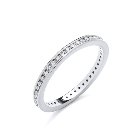 New 925 Silver &amp; Cubic Zirconia Set Full Eternity Band Ring in various sizes with the weight 1.80 grams. Band Width 2.3mm