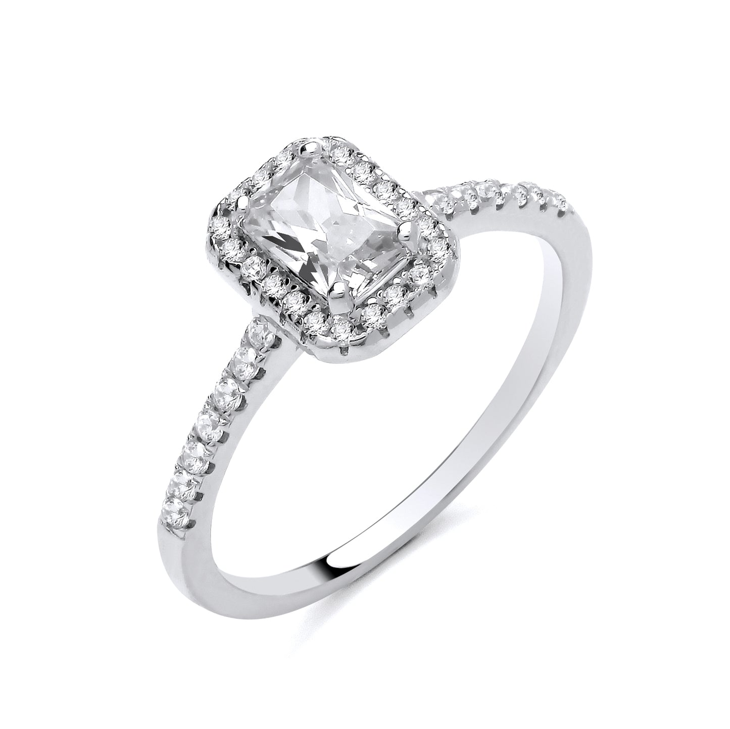 925 Silver & Cubic Zirconia Halo Cluster Ring