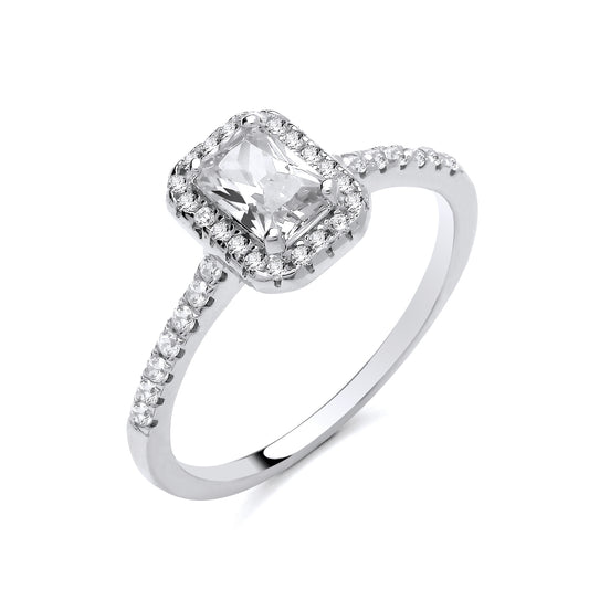 925 Silver & Cubic Zirconia Halo Cluster Ring