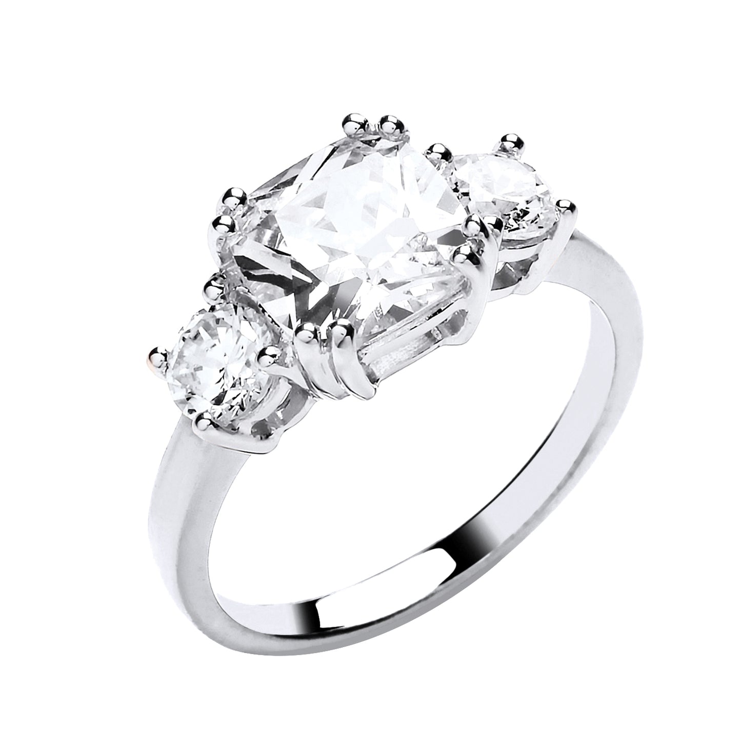 925 Silver & Cubic Zirconia Set Trilogy Ring