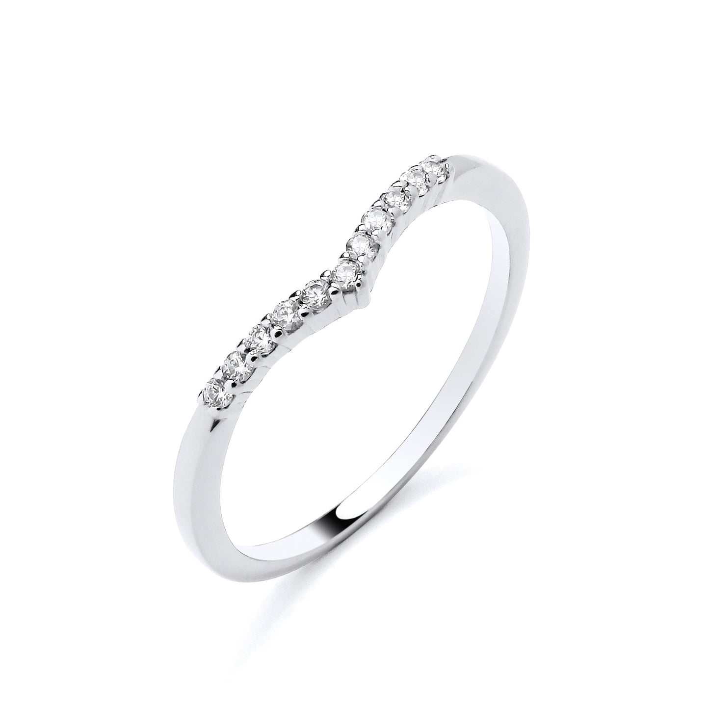 New 925 Silver &amp; Cubic Zirconia Set Wishbone Ring in various sizes with the weight 1.30 grams. Ring Face 1.5mm Depth